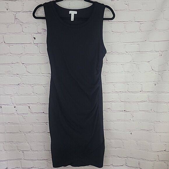 Leith  Black Knit Ruched Body-Con Tank Dress Size Medium - Picture 3 of 8